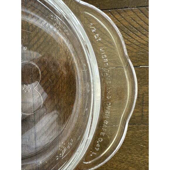 Pfaltzgraff CLOVERHILL Pattern 1.5Qt Clear Glass Casserole Dish Cover Only - Picture 3 of 4
